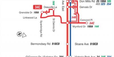 地図TTC34Eglinton東バス路線のトロント