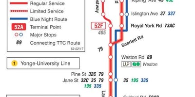 地図TTC52ローレンス西路線バストロント