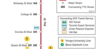 地図TTC6ベイバス路線のトロント