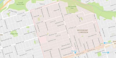 地図Woodbineハイツ近隣のトロント
