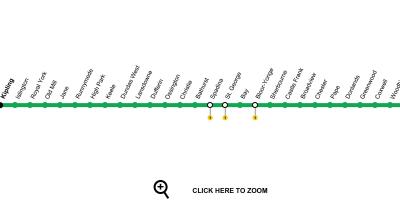 地図のトロント地下鉄線の2Bloor-Danforth